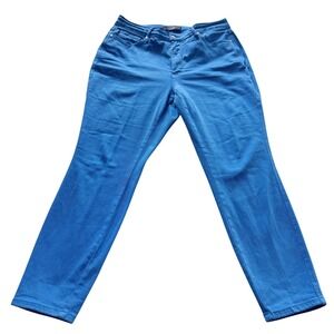 Judy Blue Women 14W Garment Dyed‎ High Rise Straight Leg Jeans Bright Blue Slim